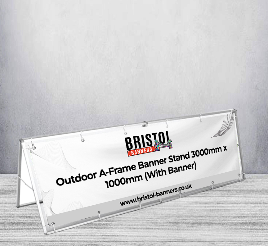 Large Outdoor Advertising A-Frame Banner Frames 3000mm x 1000mm (With Banner)