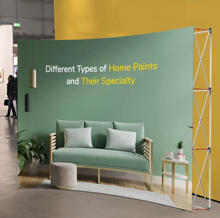 3m x 4m Curved Pop Up Exhibition Backdrop Stand With Printed Fabric Graphics